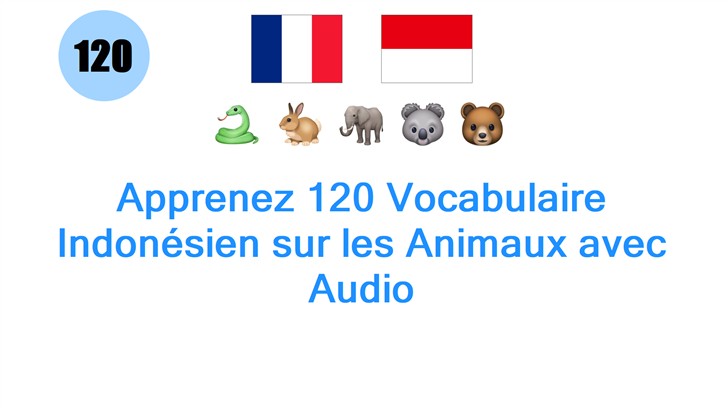 Apprenez 120 Vocabulaire Indonésien sur les Animaux avec Audio